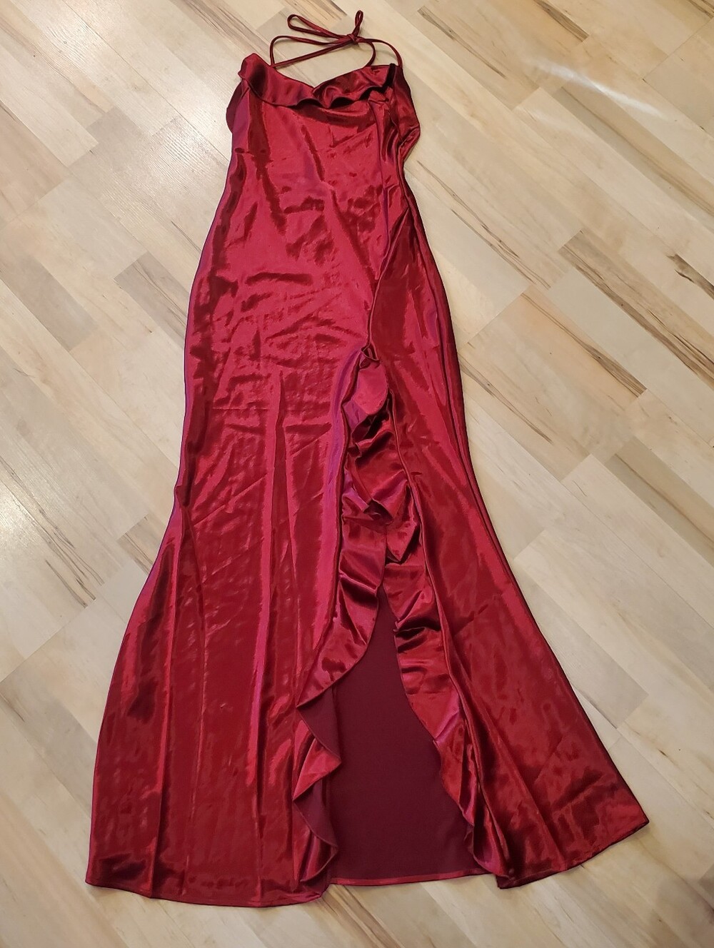 NWT Widow x Dolls Kill Envy Appeal Red Satin Maxi Dress Size XS